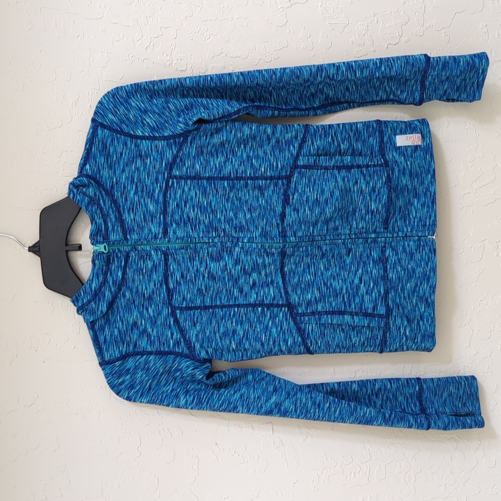 Zella Girl Hooded Athletic Training Full Zip Blue Jacket Size Medium (8/10)